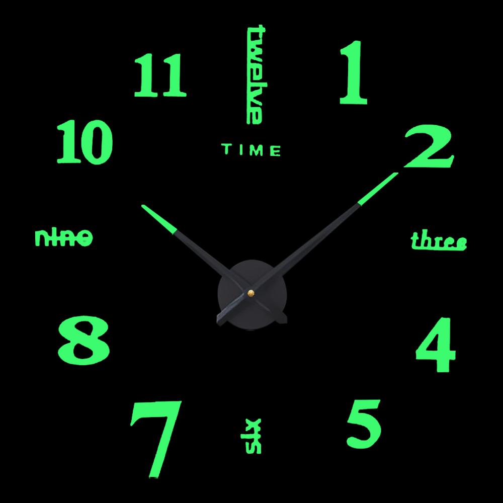 3D Large Wall Clock Mirror Wall Stickers Luminous DIY Digital Clocks Silent Clock Quartz Watch Home Living Room Table Decor Hot