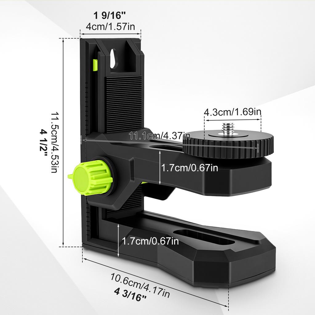 Magnetický L-tvarovaný držák pro laserovou vodováhu, stativový stojan pro laserovou vodováhu se závitem 1/4''-20, 360° horizontální rotace, nastavitelná výška