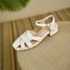 Women's low-heeled sandals summer new simple temperament solid color versatile large-size bag head sandals