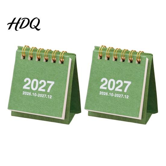 Tragbarer Desktop-Schmuck Mini-Schreibtischkalender 2026-2027 Okt 2026 bis Dez 2027 Stehender Aufklappbarer Kleiner Monatsplaner mit Dickem Papierkalender