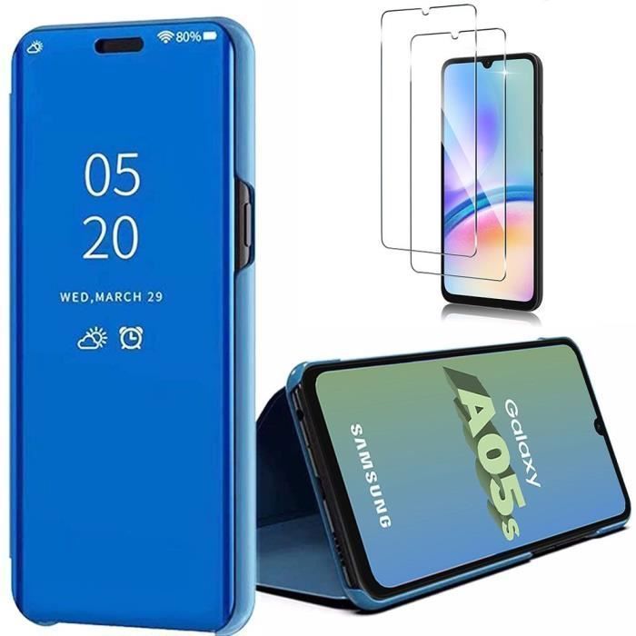 Coque de protection - BOOLING - Samsung Galaxy A05s - Flip Cover - Effet Miroir - 2 Verres Trempés