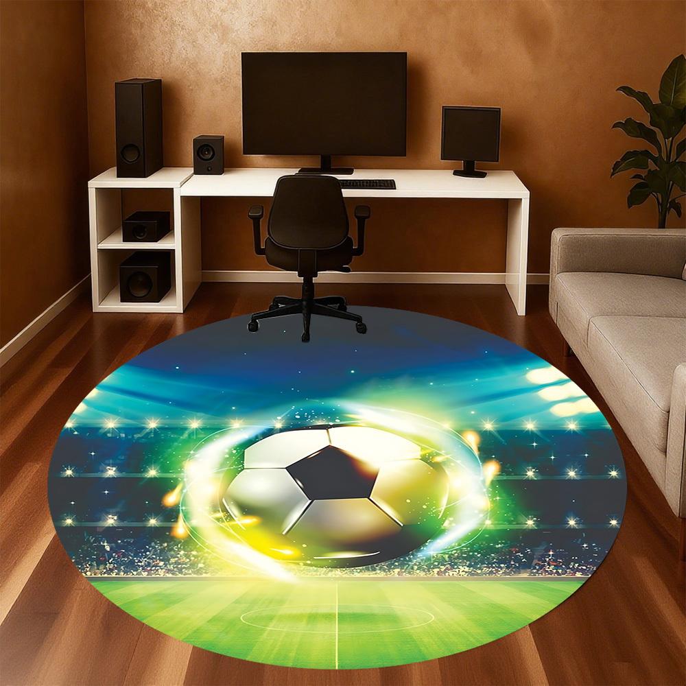 1 Stück Fußball Runder Stuhlunterlage Teppich - Rutschfest, Fußmatte für Büro, Schlafzimmer und Innenbereich Dekoration c1125094