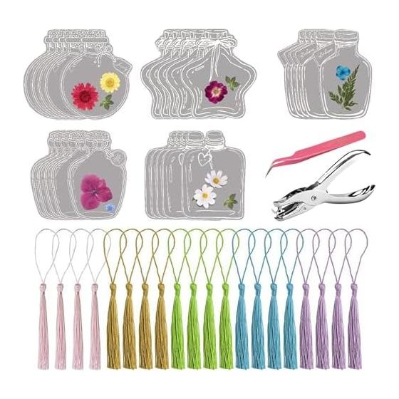 Bookmark Kit, Set of 20, Dried Flower Bookmarks, Pressed Flowers, Bookmark, Pressed Flower Kit, Cute Bookmark, Stylish, Transparent Bookmark, Cute,