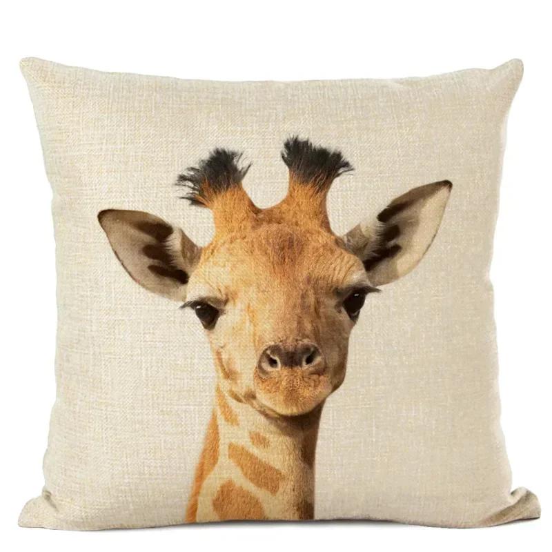 Cute Animal Parrot Linen Pillowcase Deer Wolf Pillows Case For Bedroom Pillow Cover Living Room Decoration Boy Girl Room 45X45Cm