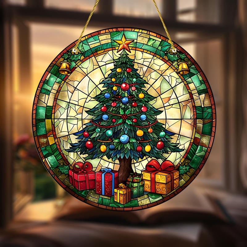 Christmas Vintage Truck Lighthouse Suncatcher Window Decor Wreath Sign Scene, Novelty Home Decor, Perfect Durable for Bedroom