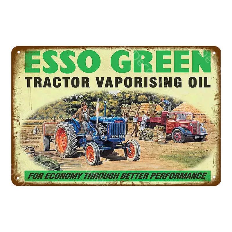 Vintage Farm Tractor Metal Signage Tin Signage Metal Vintage Farmhouse Courtyard Wall Art Decoration Mural Aesthetics Gift