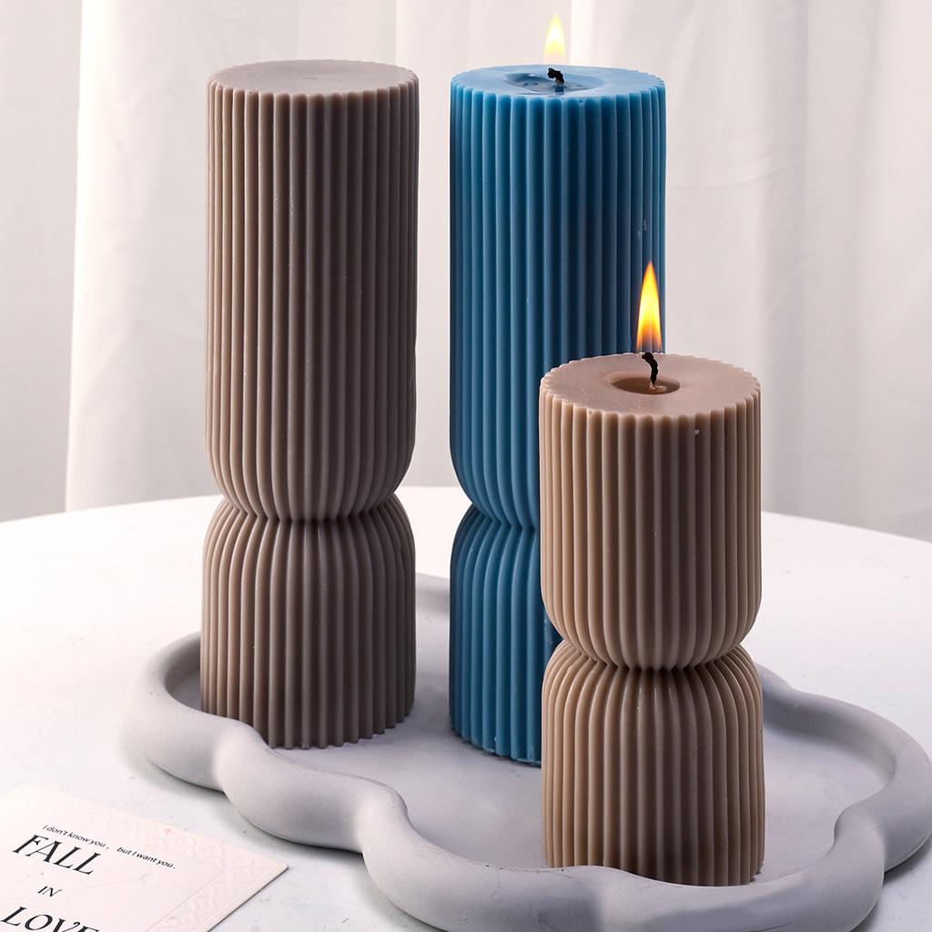 Nordisk Stil Cylindrisk Ljus Silikonform Aromaterapiljus Tvåltillverkning DIY Gips Harts Hantverk Gjutformar Hem Bordsdekoration