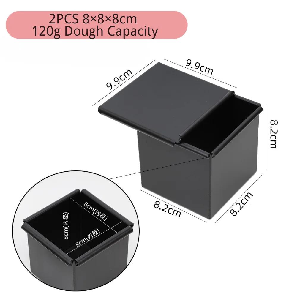 Non Stick Cube Croissant Mini Toast Box Mold Mini Pullman Loaf Pan with Square Lid Perforated Toast Box Water Cube Baking Tool