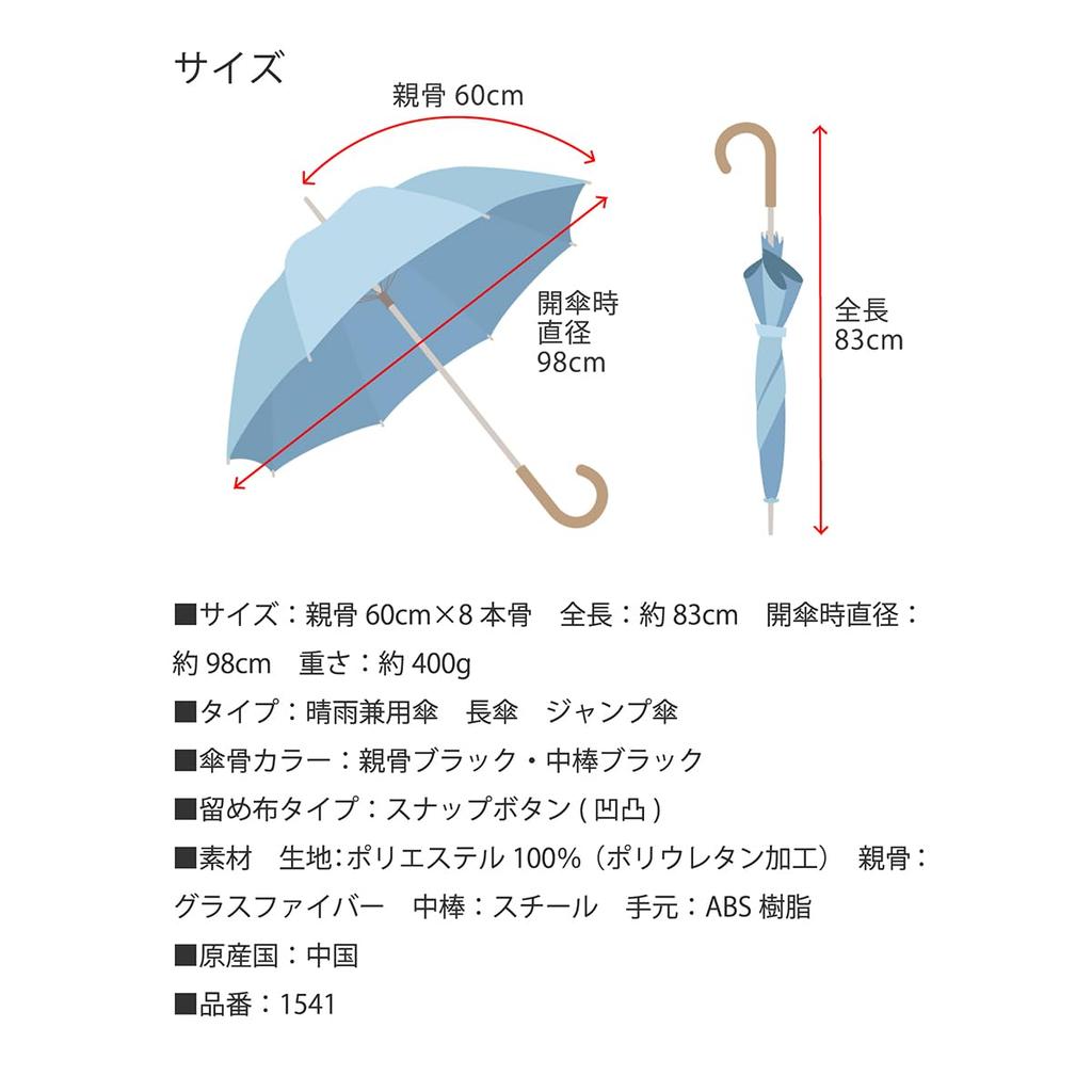 Cool Plus and Automatic Opening Parasol for Plain Suitable for Both Sunny and Rainy 60cm X 8 Light Blocking and UV Protection Grade 1 Long
