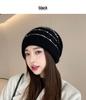 Women's Rabbit Fur Slouchy Hat with Ear Protection - Knitted Jumper Yarn, Plus Velvet, Autumn/Winter Style for Outdoor Warmth