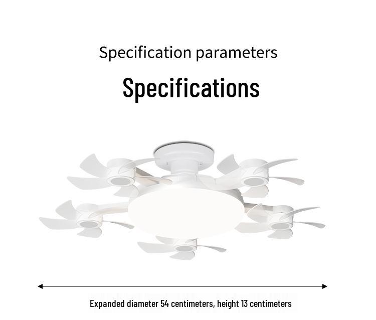 LED Fan Light E27 Base: Silent, Multi-Functional 5-Head Drone Model for Living Room & Bedroom