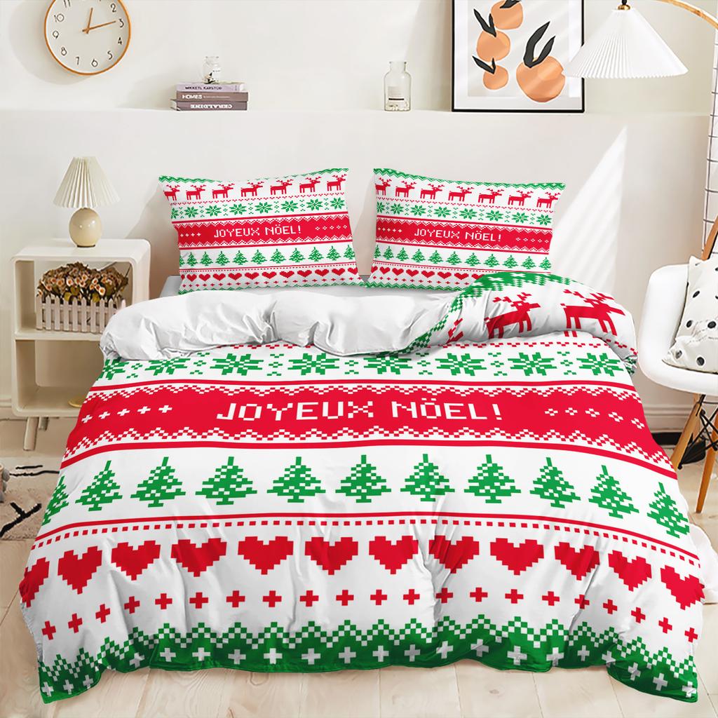 Bed Three-Piece Christmas Quilt Cover 3D Digital Printing Kit Pillowcase