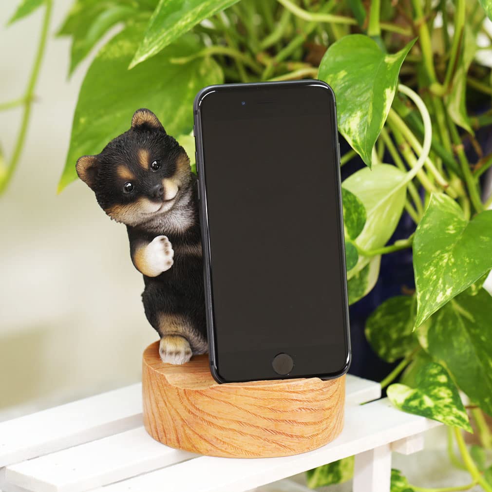 Ca218gbk Dog Figurine Smartphone Stand Kuroshiba Resin Gift Perfect Present [Devalier] [Genuine]