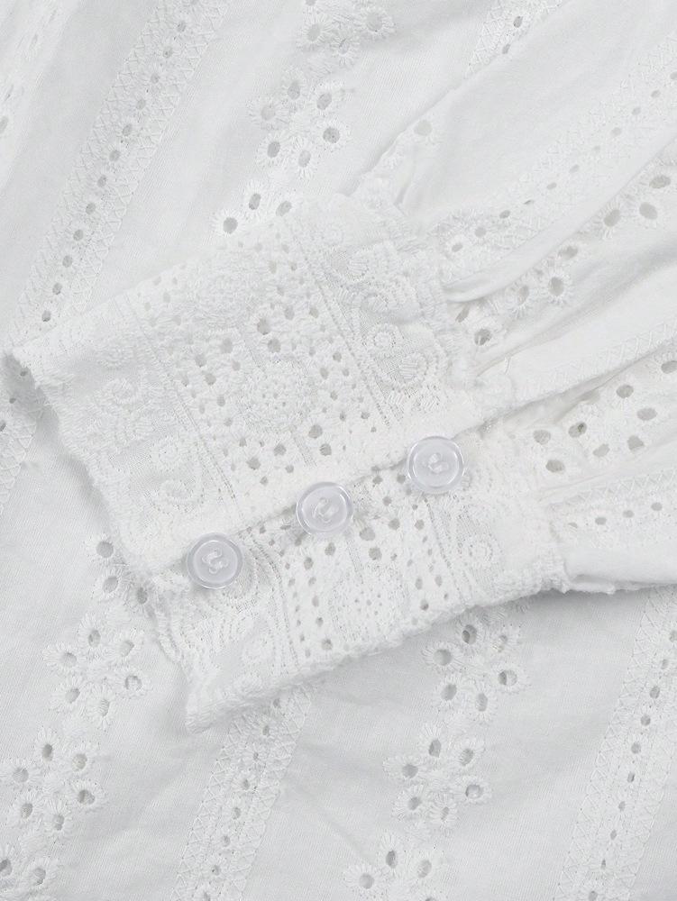 2026 Spring/Autumn European & American Women's Solid Color Embroidered Hollow Top - Holiday Style