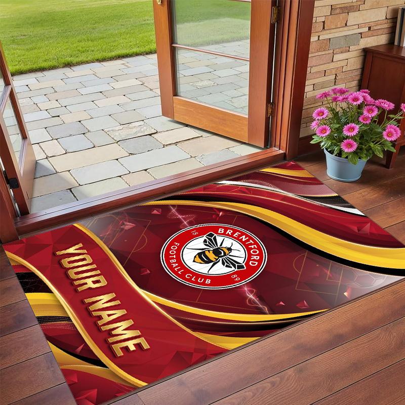 Crystal Velvet Rug Custom Name Text, Soft Non Slip Floor Mat Home DecorBrentford Football