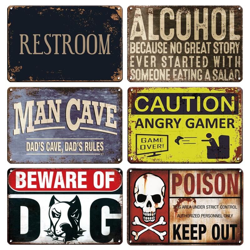 

Винтаж Алкоголь Металлический плакат Жестяной знак ПРЕДУПРЕЖДЕНИЕ СЕРДИТЫЙ ГЕЙМЕР Знаки ОСТЕРЕГАЙТЕСЬ СОБАКИ Металлическая табличка Знак Геймер Комната Декор Тарелки