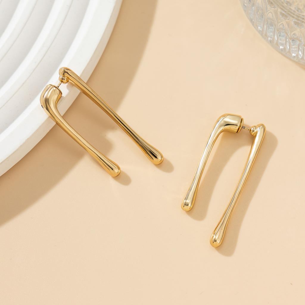 Vintage Punk Irregular Metal Twisted Long Drop Earrings for Women Creative Geometric Gold Color Waves Earrings Jewelry