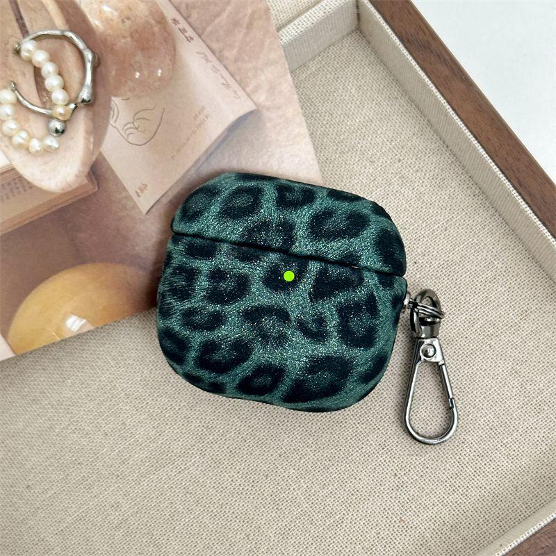 

Wireless Bluetooth Earphone Box Airpods2/Third Generation Men s and Women s Cloth Pattern Earphone Case Fifth Generation Shatter-resistant Hard Case AirPods 4 Universal Leopard print [Green]]