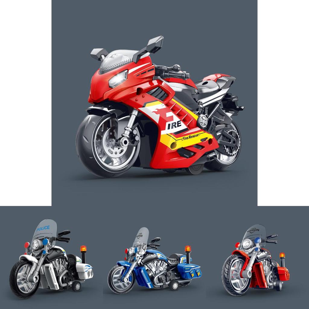 Childrens Inertia Motorbike Toy With Sound Light Effects For Kids Age 3 And Up