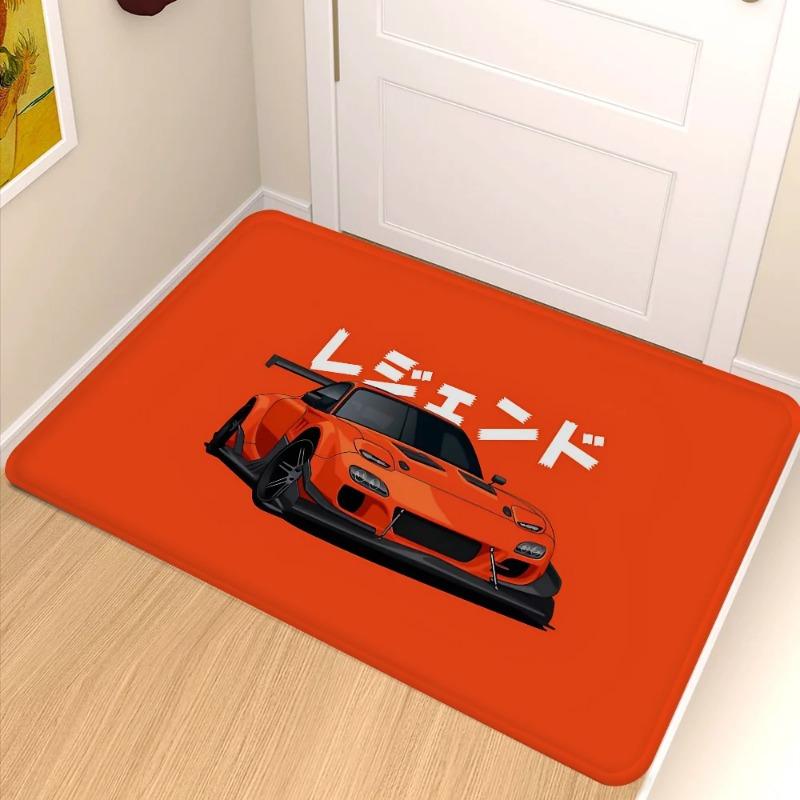 VIKAMA Car Pattern Printed Floor Mat - Durable And Stain-Resistant, Perfect For Entrance Hall Door Mats And Home Decoration