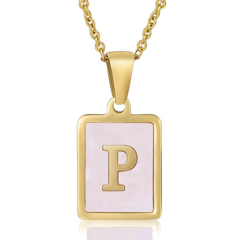 26 English Letter Necklace Women's Versatile 18K Natural Pink Shell Pendant Collarbone Chain 2026