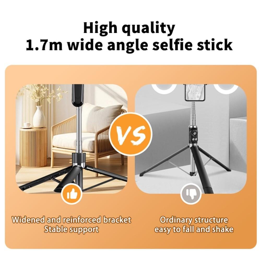 1,7 m Bluetooth Selfiestick Stativ Selfiestickhållare Teleskopisk Selfiestick Vlogg Fotografering
