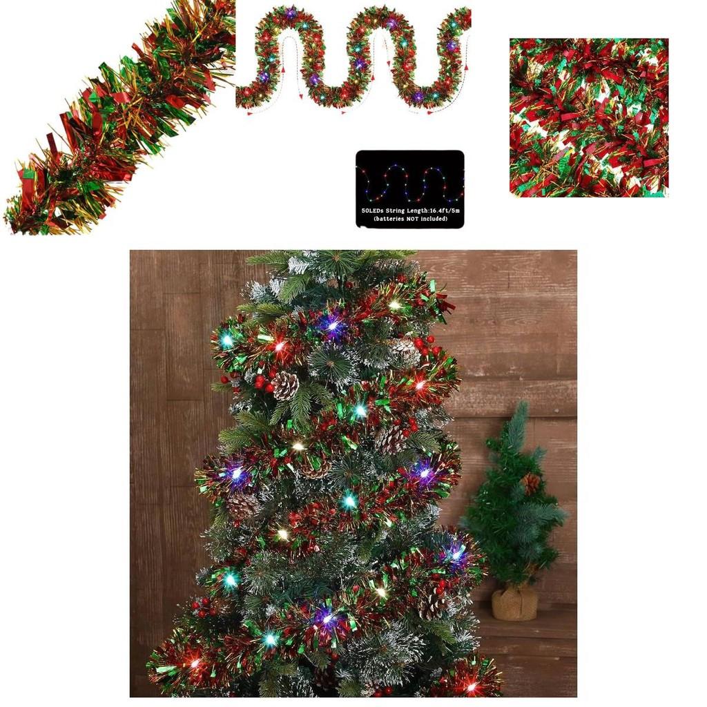 Colorful Pvc Christmas Decoration Garland For Holiday Party Atmosphere 500cm Length