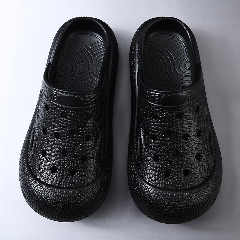 Новая модная пара обуви с толстой подошвой и закрытым носком обувь с отверстиями крутые уличные шлепанцы легкая мягкая подошва 36-37 чёрный 2479₽