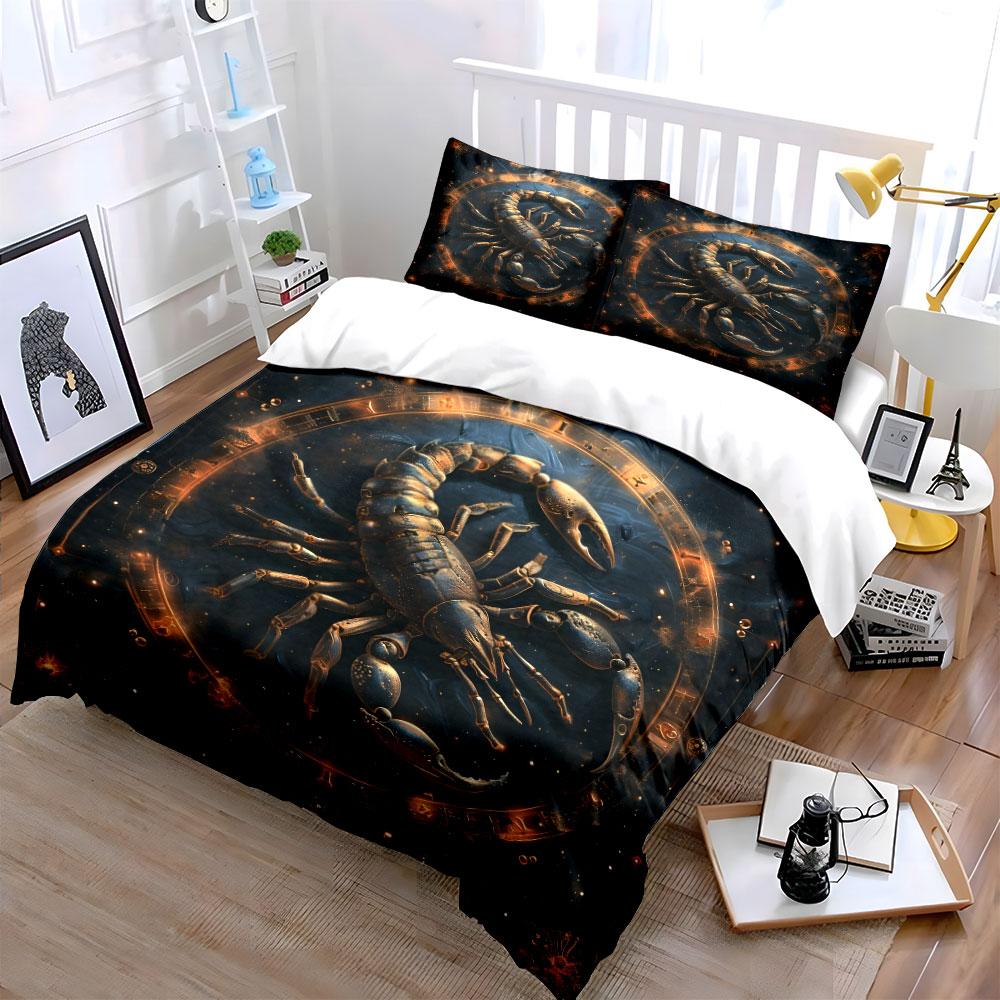 Zodiac Schorpioen Kunst Set Meerdere Maten Kinder- En Volwassenen Slaapkamer Prachtig 3-delige Beddengoed Set, Cadeau