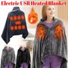 Electric Heating Blanket Velvet USB Heated Blanket Shawl Winter Wearable Heated Blanket Winter Warm Shawl For Outdoor Home Offic