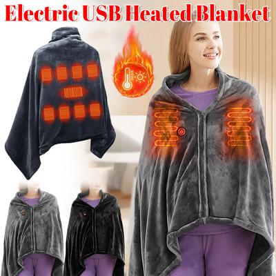 Electric Heating Blanket Velvet USB Heated Blanket Shawl Winter Wearable Heated Blanket Winter Warm Shawl For Outdoor Home Offic