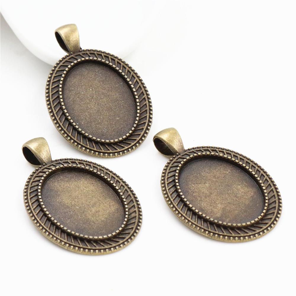 10 Stück 18x25mm Innenmaß Ovaler Anhänger Cabochon Leere Basis Fassung Fassungsschale DIY Halskette Schmuckherstellung Zubehör Fundstücke