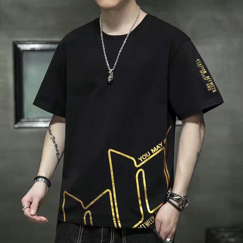 Pánské trendy letní tričko s krátkým rukávem ve volném střihu v korejském stylu