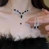 "High-End Luxury Drop Necklace and Earrings Set - European and American Niche Versatile Jewelry"