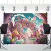 2D Whimsical Sweet Party Backdrop with Candies & Balloons Photo Booth Background