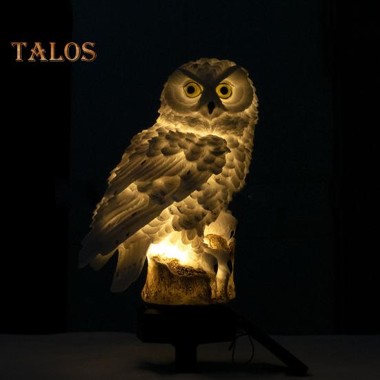 Solar Owl Light Resin Lighted Owl Figurine with Spike Garden Decoration Animal LED Solar Lamp for Home Lawn Patio Yard