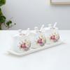 Lotus Ceramic Condiment Jar Set for Salt, Sugar, Soy Sauce, and Vinegar