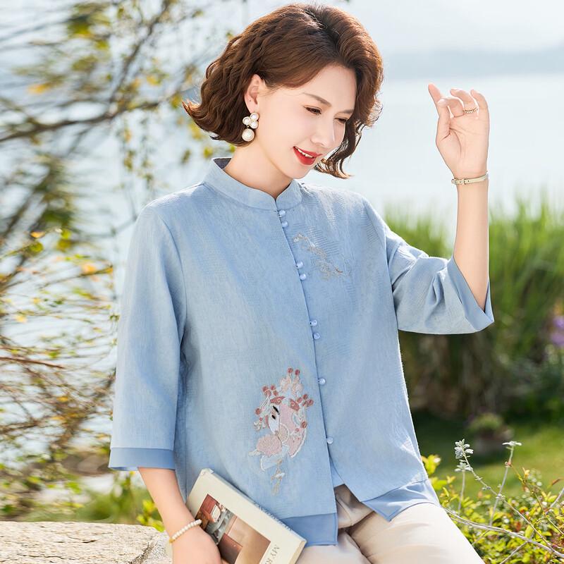 

Women s Breathable Chinese Style Embroidered Blouse XL