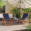 Vidaxl Folding Beach Chairs, 2 Pcs, Blue, Fabric Upholstered