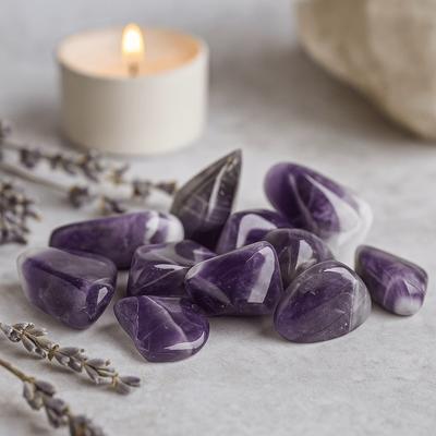 Banded Amethyst Tumbled Stones, Set of 24 Medium