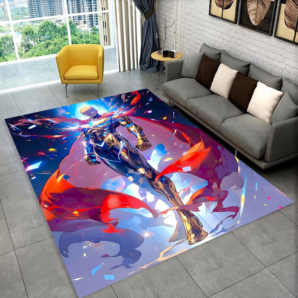3D One Punch Man Saitama Cartoon Anime Teppich für Wohnzimmer Schlafzimmer Zuhause Sofa Dekoration, Kinder Spiel Rutschfeste Bodenmatte