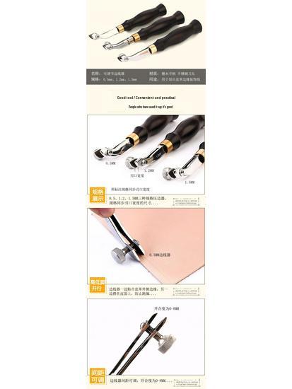 Sandalwood Adjustable Edge Creaser & Leather Grooving Tool for DIY Handmade Goods