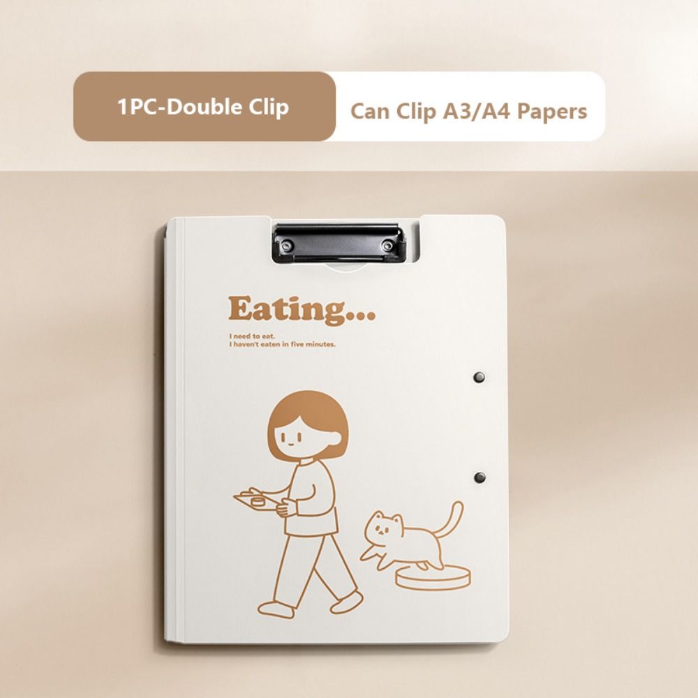 Dual Use A4 File Folder with Double Clips Memo Clip Board  Students Gift