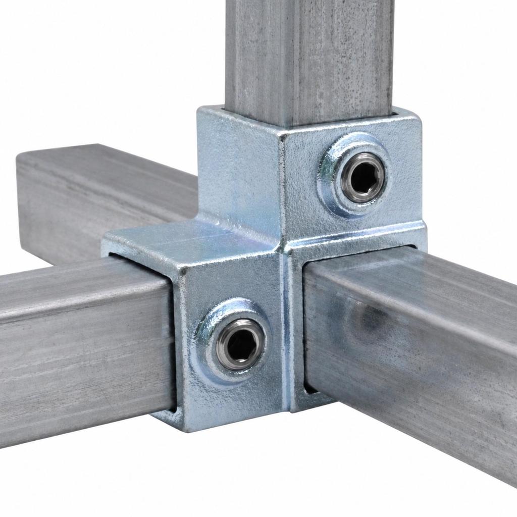 Heavy Duty Square Tube Connector Weldno-Weld Silver Hardware Straight