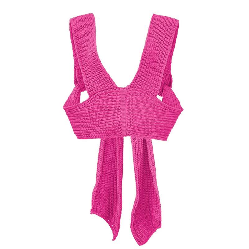 Women's New Sexy Cross Thick Knitted Top Slim Sexy Temperament Bottoming Woolen Knitted Vest
