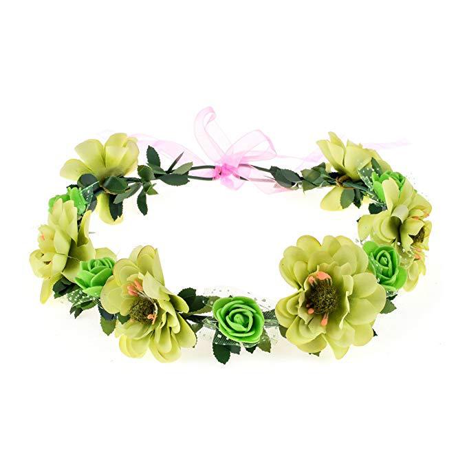 Adjustable Ribbon Rose Flower Crown Wreath for Weddings - European and American Style