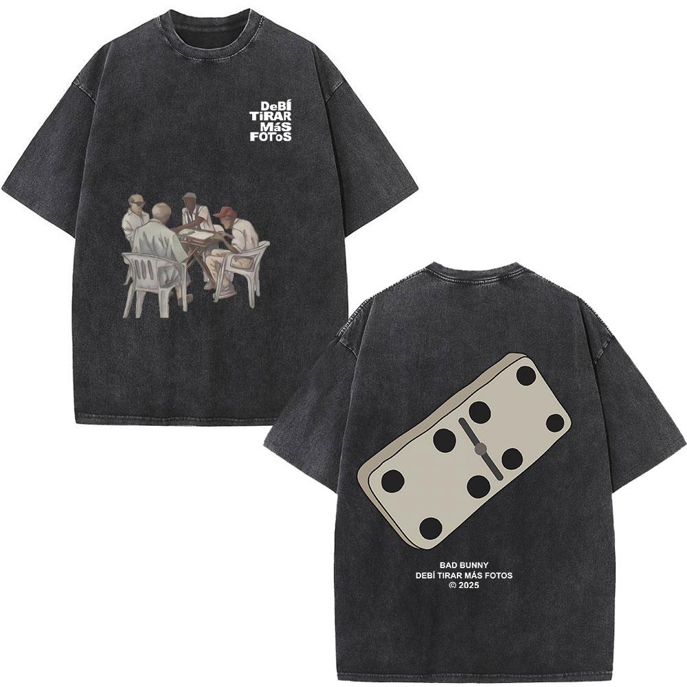 Rapper Bad Bunny Vintage Prané Tričko DTMF DeBi TiRAR MaS FOToS Trička Pánské Hip Hopové Módní Tričko Oversized Streetwear