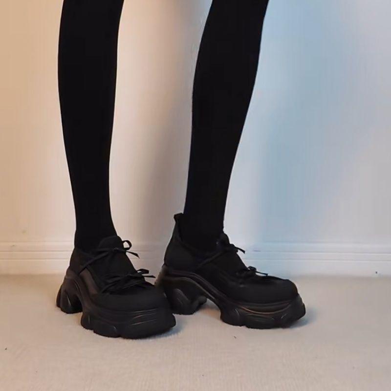 Lightweight Thick Sole Heightening Round Head Thick Heel Loafers Women's 2025 Sweet and Cool Style Versatile One-pedal Casual Sports Shoes