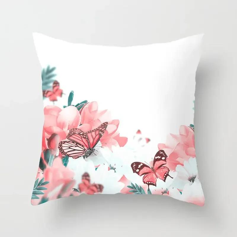 Butterfly Flower Pattern Decorative Pillowcase Car Sofa Square Cushion Pillowcase