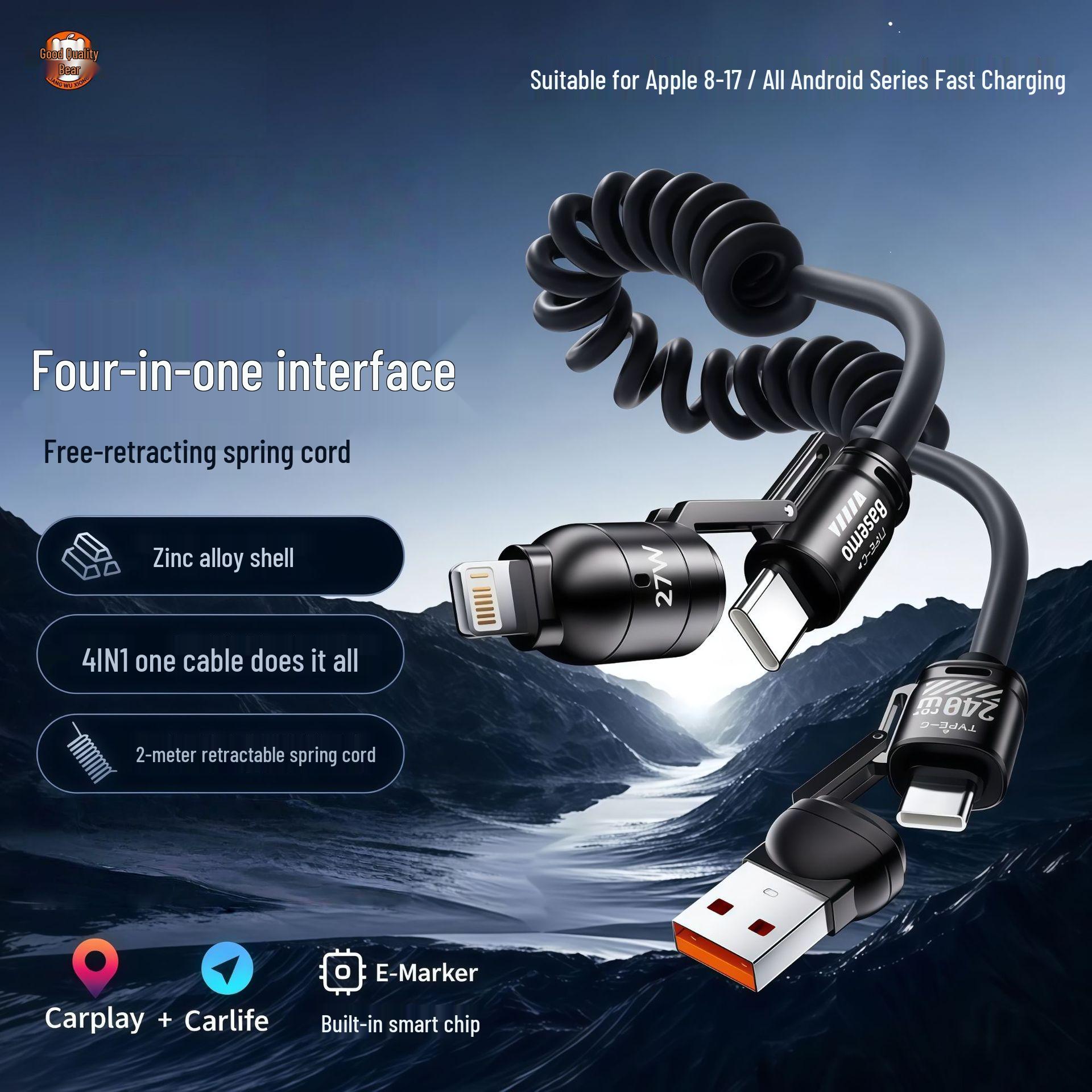 Universal Fast Charging 4-in-1 Data Cable for Huawei and Apple Devices